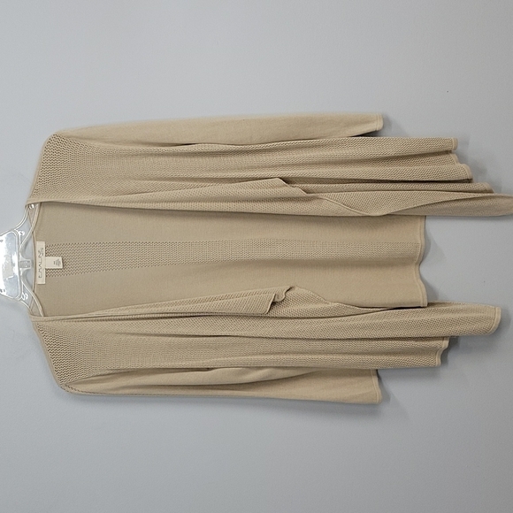 EMALINE Petite Medium Beige Open Front Spring Cardigan Sweater - Picture 1 of 7